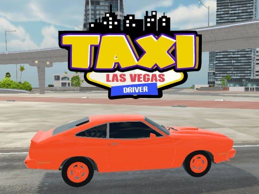 Táxi amarelo circulando pelas ruas de Las Vegas no jogo Taxi Driver Las Vegas
