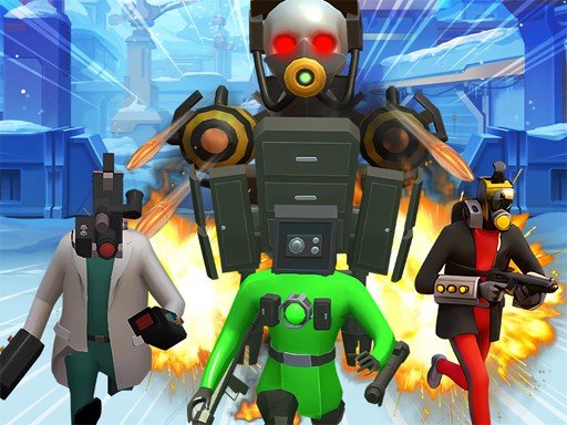 Personagens Skibidi Titans disputando uma partida de esconde-esconde